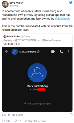 Facebook超5亿用户数据泄漏 研究发现扎克伯格也中招