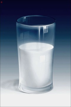 PS鼠绘一只装满牛奶的玻璃杯